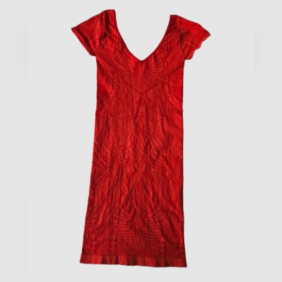 BEBE Orange Tribal Pattern Bodycon Mini Dress | SZ S - Picture 1 of 4
